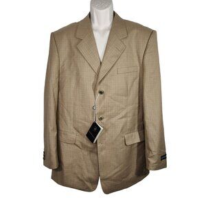 Soprano Brown Blazer Suit Jacket 3 Button Men Size 42R NEW with MISSING BUTTONS